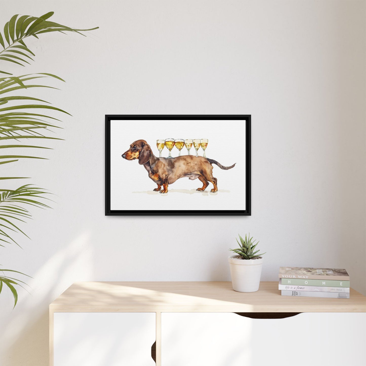 Dachshund Drink Art Print, Framed Wall Decor, Dog Lovers Gift, Pet Lover Decor, Funny Dog Art, Home Bar Decoration