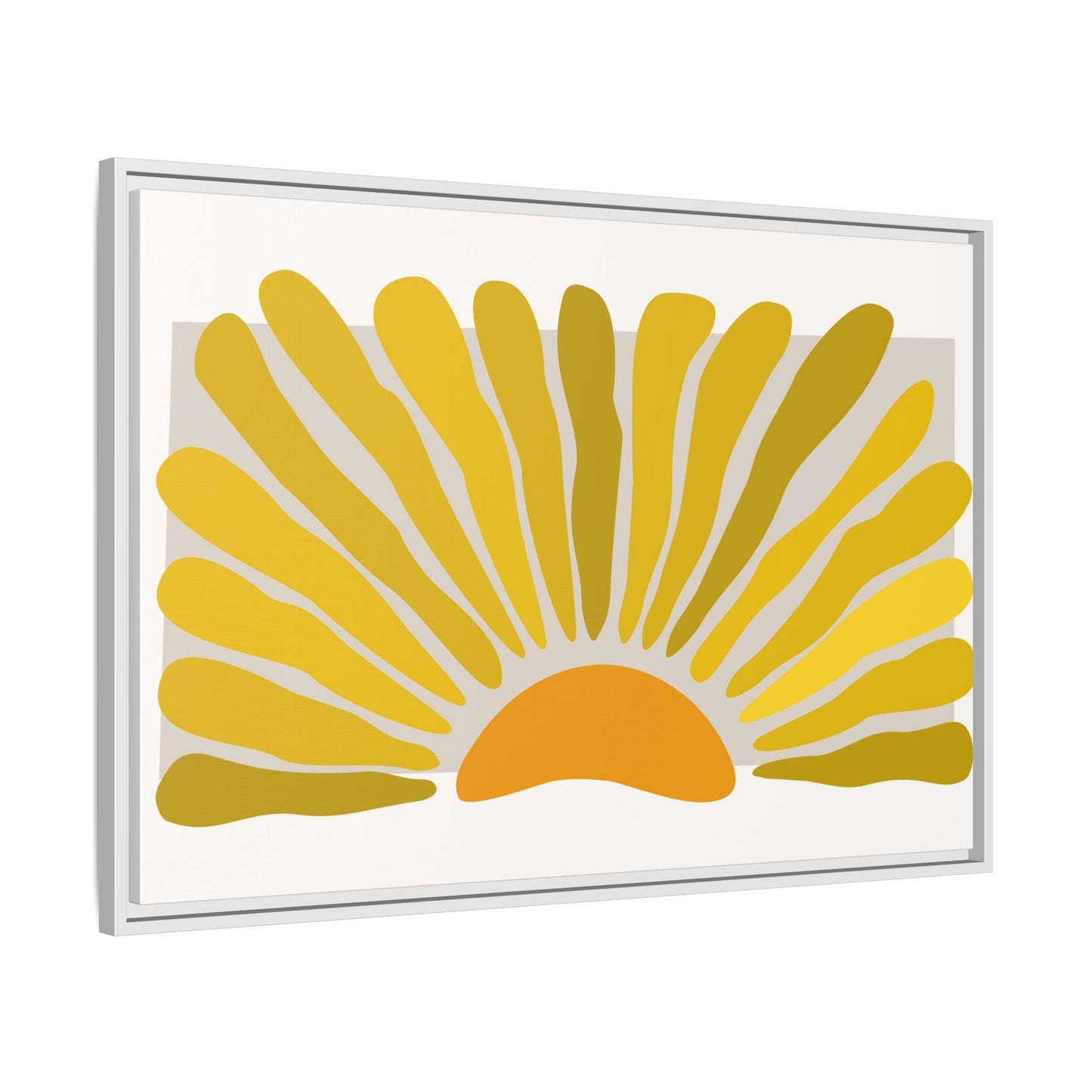 Framed Matte Canvas Wall Art, Sunny Abstract Print, Bright Home Decor, Gift for Art Lovers, Retro Style Decoration, Happy Wall Accent