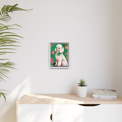 Framed Poodle Canvas Art - Floral Pet Decor for Dog Lovers