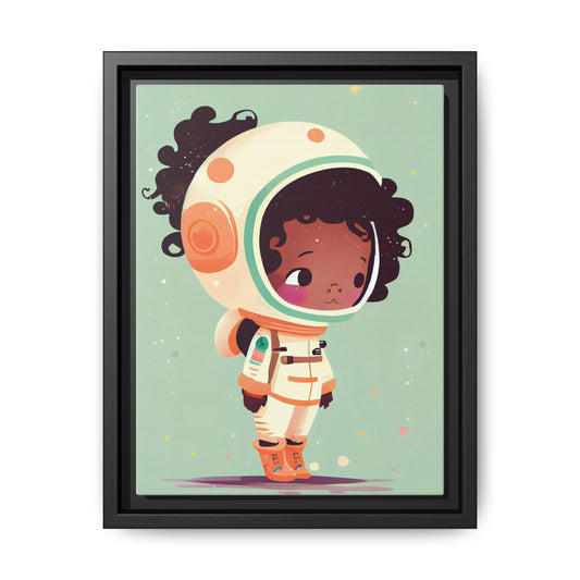 Astronaut Kid Framed Canvas Art - Whimsical Multi-Color Decor for Space Lovers