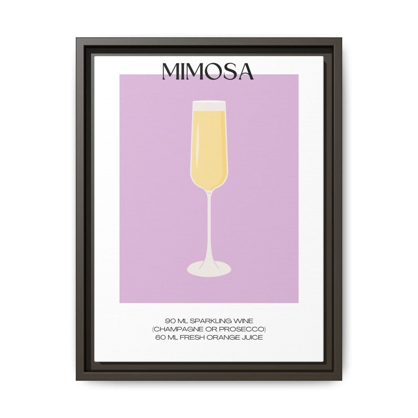 Mimosa Recipe Canvas Wall Art, Framed Home Decor, Kitchen Wall Art, Brunch Decoration, Gift for Foodies, Modern Art Print