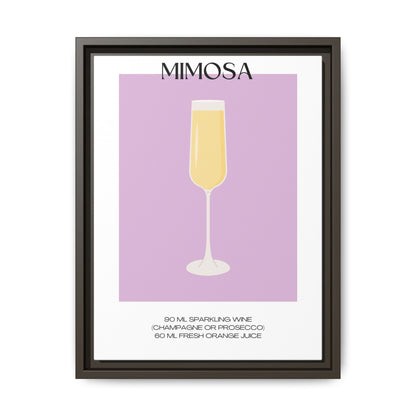 Mimosa Recipe Canvas Wall Art, Framed Home Decor, Kitchen Wall Art, Brunch Decoration, Gift for Foodies, Modern Art Print