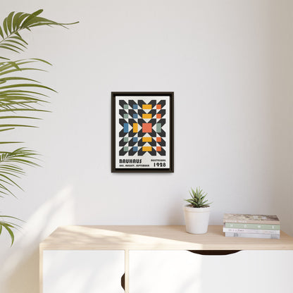 Bauhaus-Inspired Framed Canvas Art - Retro Multi-Color Wall Decor