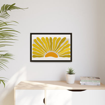 Framed Matte Canvas Wall Art, Sunny Abstract Print, Bright Home Decor, Gift for Art Lovers, Retro Style Decoration, Happy Wall Accent