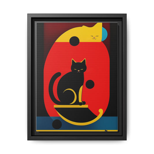 Colorful Cat Framed Matte Canvas Art, Modern Home Decor, Cat Lover Gift, Wall Art Print, Unique Artwork for Cat Lovers