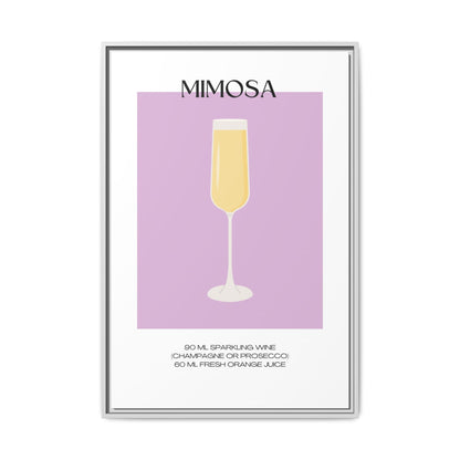 Mimosa Recipe Canvas Wall Art, Framed Home Decor, Kitchen Wall Art, Brunch Decoration, Gift for Foodies, Modern Art Print