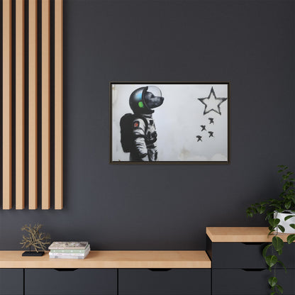 Astronaut Wall Art - Framed Matte Canvas Print for Dreamers and Space Enthusiasts