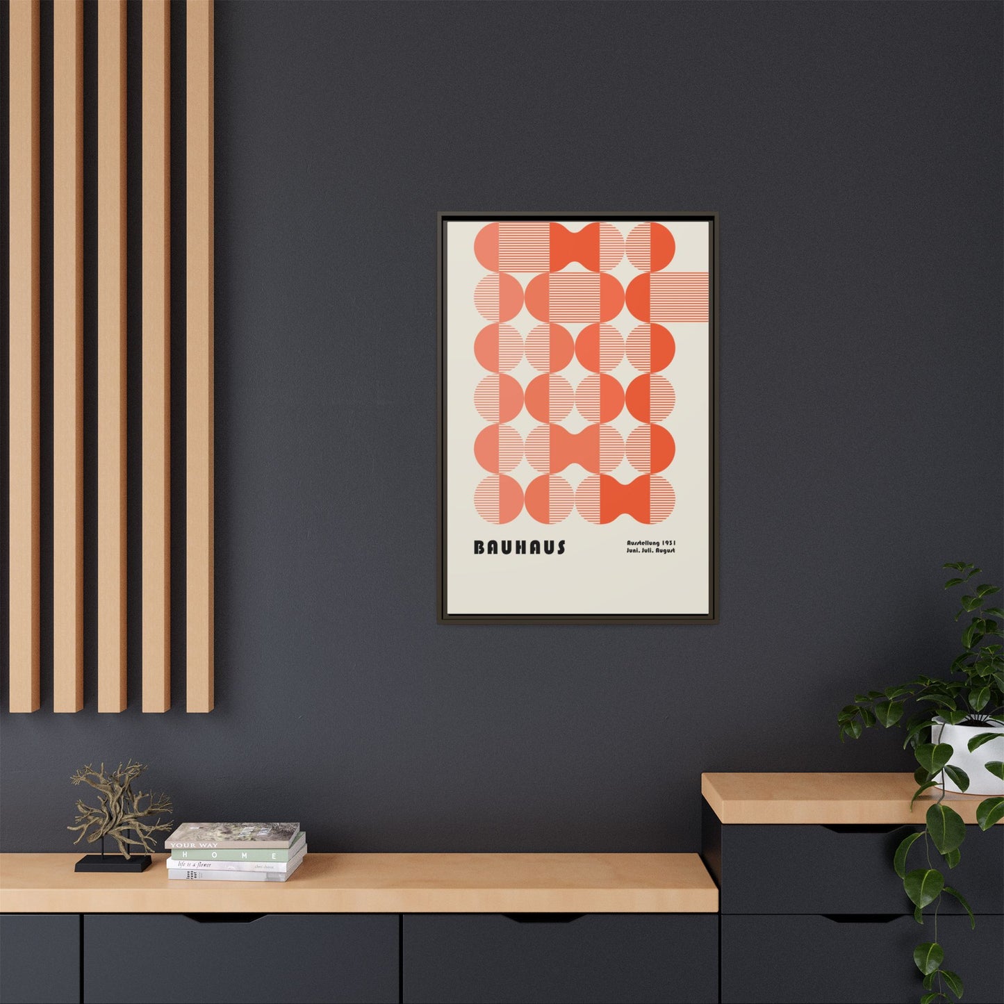 Modern Bauhaus Art Print - Framed Matte Canvas Decor