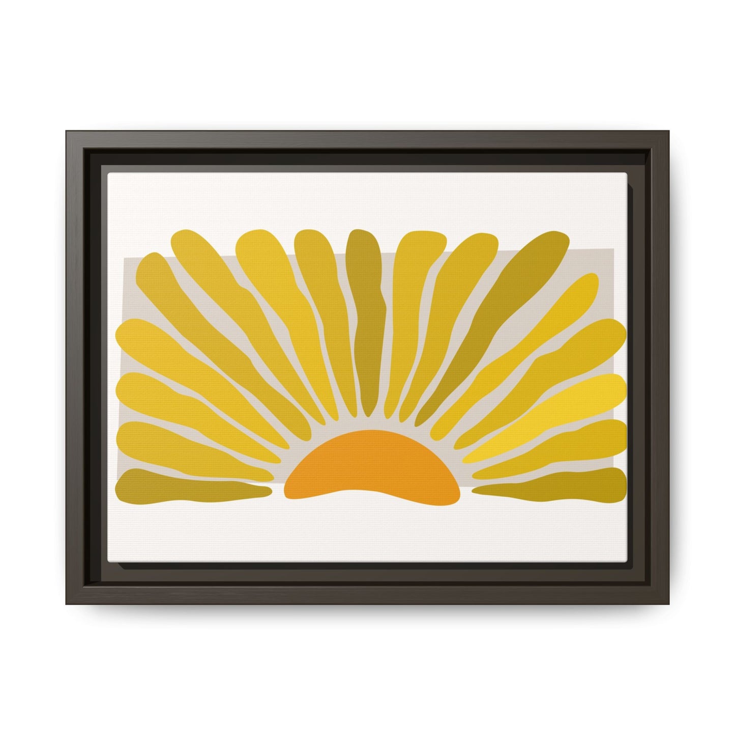 Framed Matte Canvas Wall Art, Sunny Abstract Print, Bright Home Decor, Gift for Art Lovers, Retro Style Decoration, Happy Wall Accent