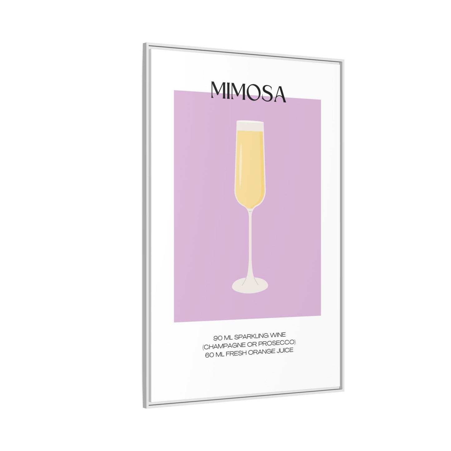 Mimosa Recipe Canvas Wall Art, Framed Home Decor, Kitchen Wall Art, Brunch Decoration, Gift for Foodies, Modern Art Print