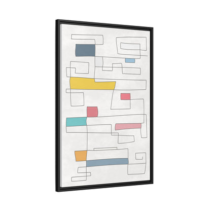 Abstract Line Art Framed Canvas - Modern Multi-Color Wall Decor