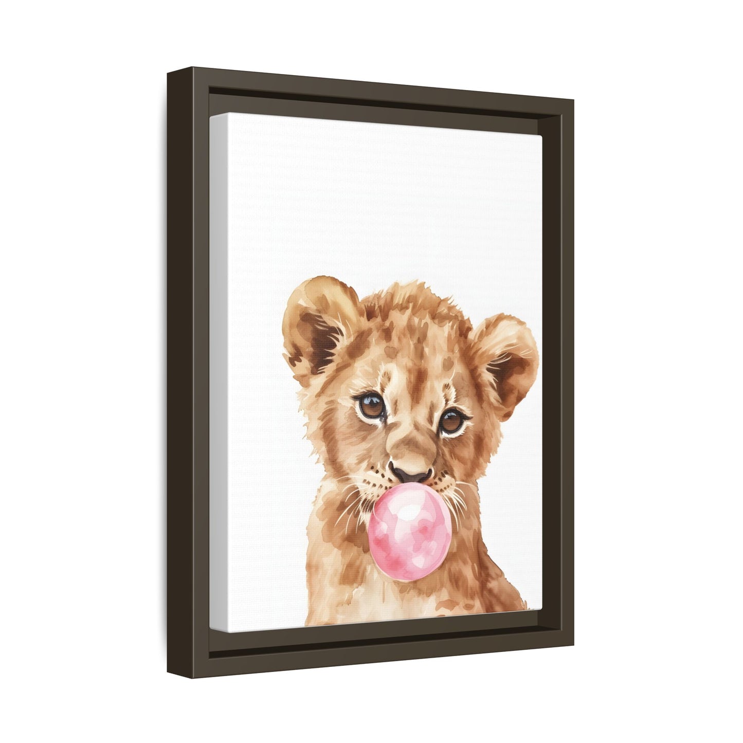Adorable Lion Cub Canvas Art, Cute Nursery Decor, Framed Wall Art, Baby Shower Gift, Kids Room Decoration, Wild Animal Print