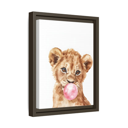 Adorable Lion Cub Canvas Art, Cute Nursery Decor, Framed Wall Art, Baby Shower Gift, Kids Room Decoration, Wild Animal Print