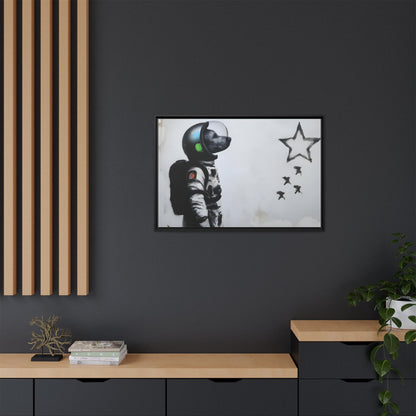 Astronaut Wall Art - Framed Matte Canvas Print for Dreamers and Space Enthusiasts