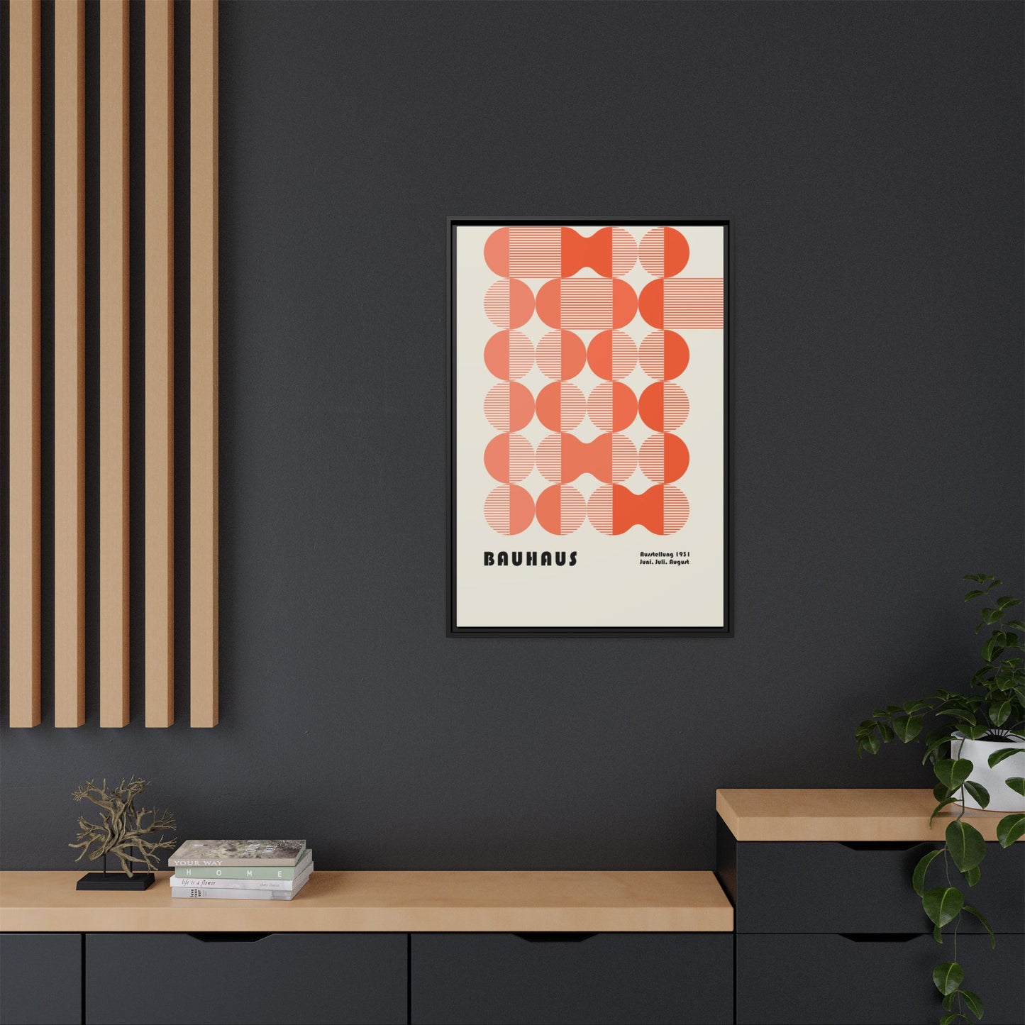 Modern Bauhaus Art Print - Framed Matte Canvas Decor