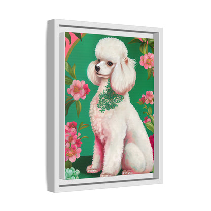 Framed Poodle Canvas Art - Floral Pet Decor for Dog Lovers