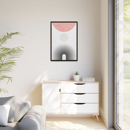 Minimalist Framed Matte Canvas Print - Abstract Circle & Gradient Design