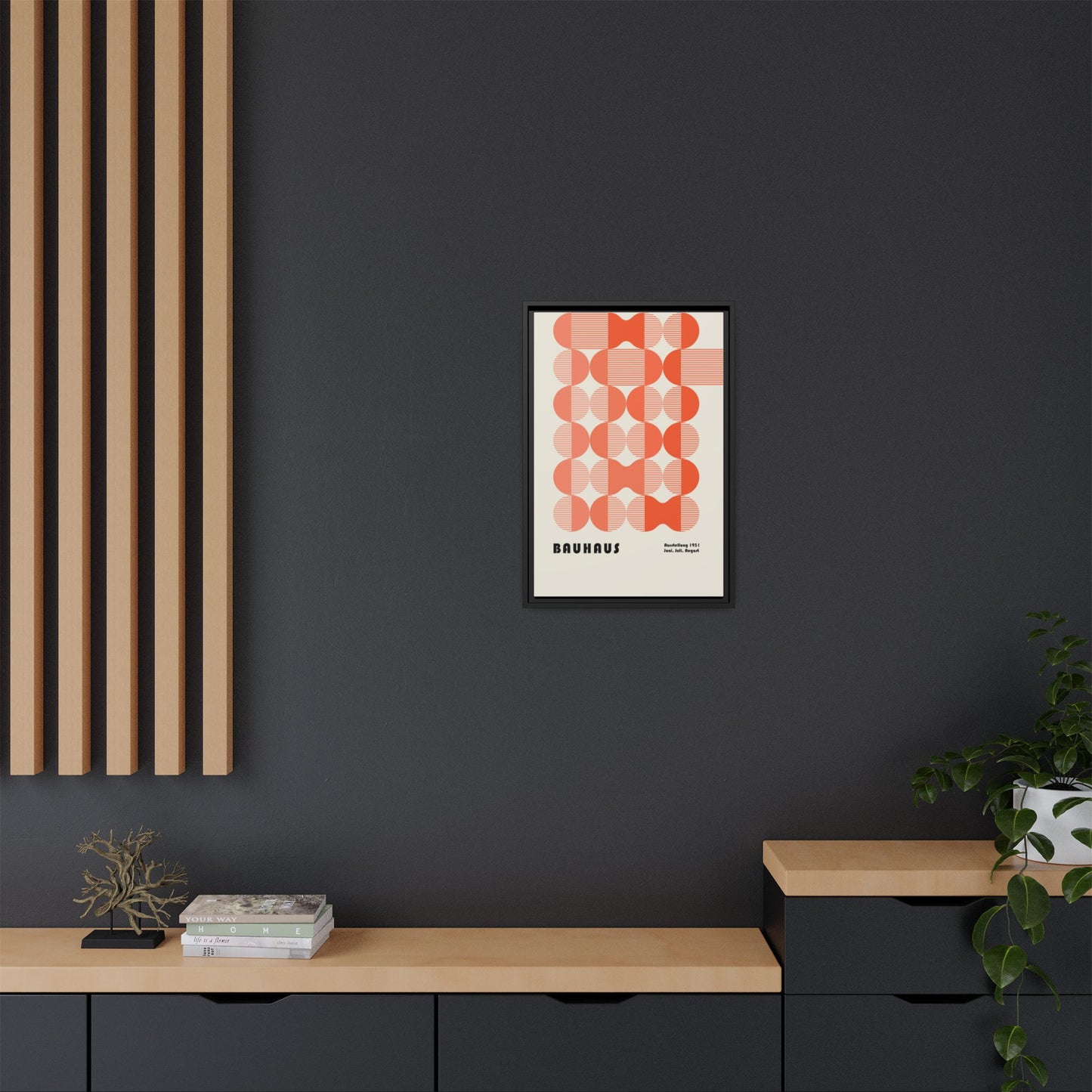 Modern Bauhaus Art Print - Framed Matte Canvas Decor