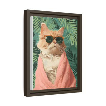 Framed Cat Art Print, Cool Cat Wall Decor, Tropical Vibe Home Decor, Fun Pet Lover Gift, Cute Animal Wall Art