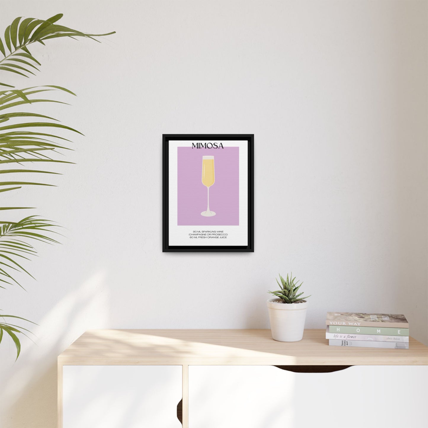 Mimosa Recipe Canvas Wall Art, Framed Home Decor, Kitchen Wall Art, Brunch Decoration, Gift for Foodies, Modern Art Print