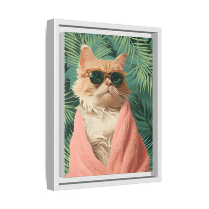 Framed Cat Art Print, Cool Cat Wall Decor, Tropical Vibe Home Decor, Fun Pet Lover Gift, Cute Animal Wall Art