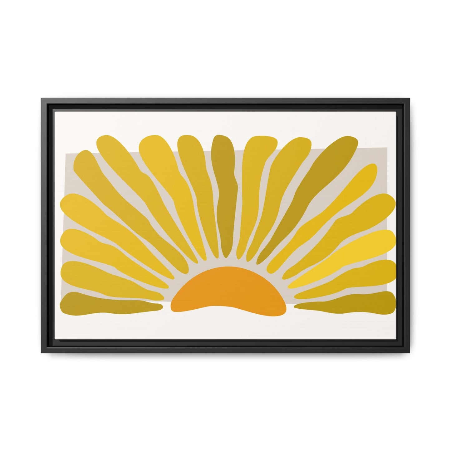Framed Matte Canvas Wall Art, Sunny Abstract Print, Bright Home Decor, Gift for Art Lovers, Retro Style Decoration, Happy Wall Accent