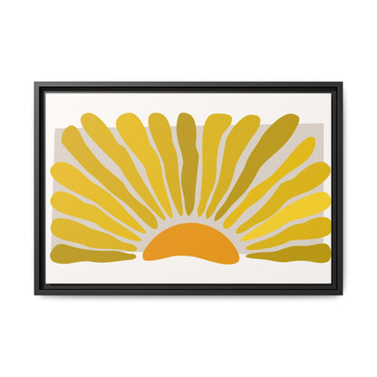 Framed Matte Canvas Wall Art, Sunny Abstract Print, Bright Home Decor, Gift for Art Lovers, Retro Style Decoration, Happy Wall Accent