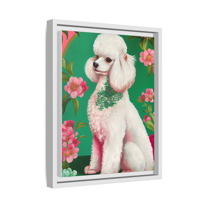 Framed Poodle Canvas Art - Floral Pet Decor for Dog Lovers
