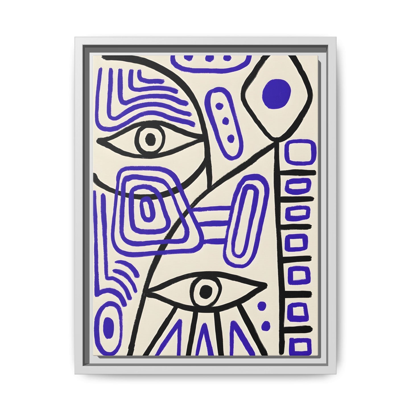 Abstract Line Art Canvas Print - Modern Black and Purple Framed Artwork