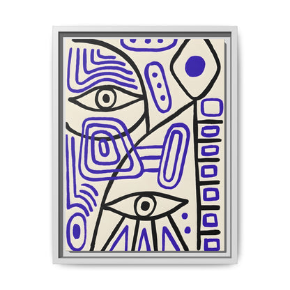 Abstract Line Art Canvas Print - Modern Black and Purple Framed Artwork